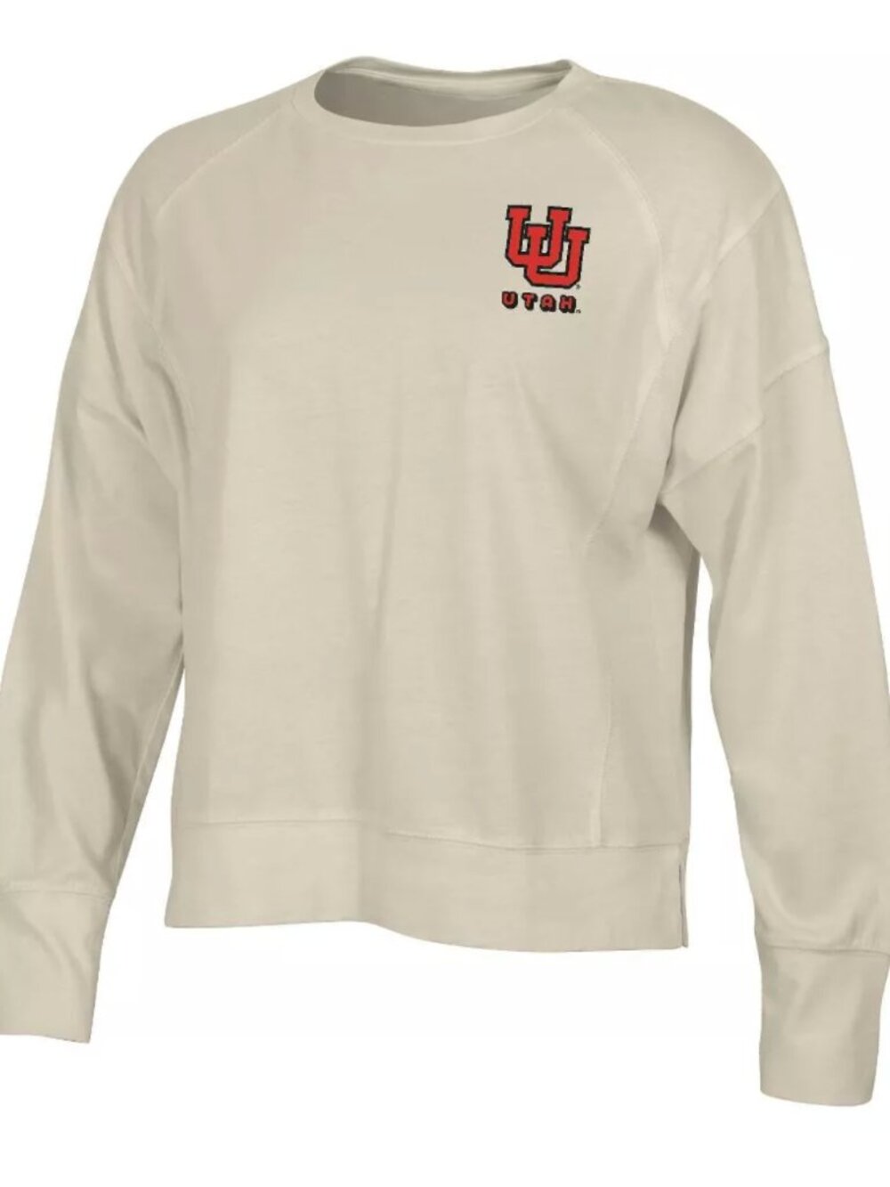 University of Utah Utes Long Sleeve Tee Size M Cream Cropped Crewneck